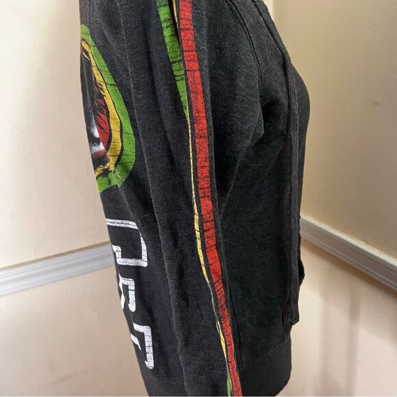 Bob Marley “One Love” Graphic Zip-Up Gray Hoodie by Catch A Fire – Size Small - Picture 9 of 11